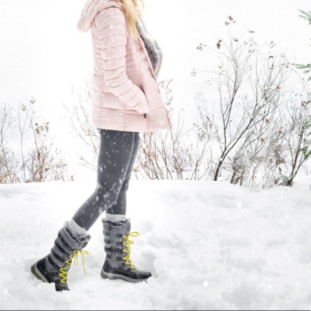 SANTANA CANADA Milani Waterproof Snow Boots – Faux Fur Lined Gray Leather Size 6